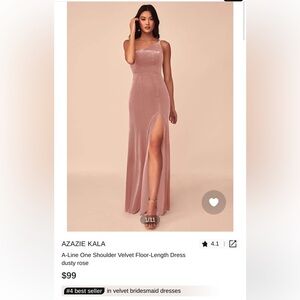 Azazie Dusty Rose Velvet NWT